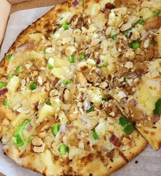 O Medium Teriyaki Chicken Pizza.
